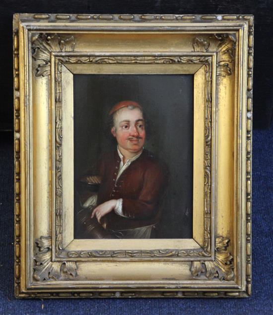 19th century French School Portrait of an Innkeeper 7.5 x 5.5in.